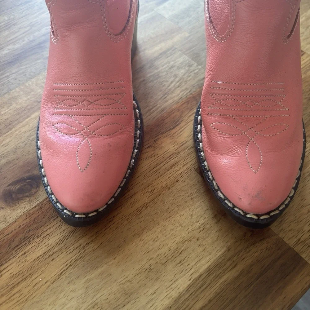 OLD WEST Pink Corona Leather Pull-On Cowboy Western Boots Toddler Girl Size 9.5D